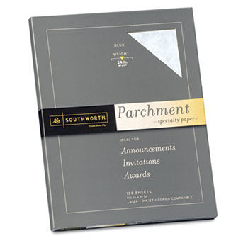 Parchment Specialty Paper, Blue, 24 lbs., 8-1/2 x 11, 100/Box