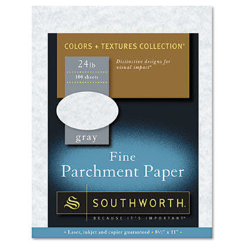 Parchment Specialty Paper, 24 lbs., 8-1/2 x 11, Gray, 100/Box