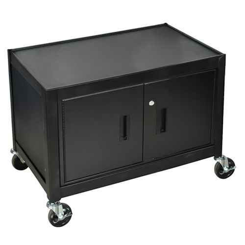 Offex Mobile Lockable Steel Storage Cabinet 29"" H With Ball Bearing Casters - Black