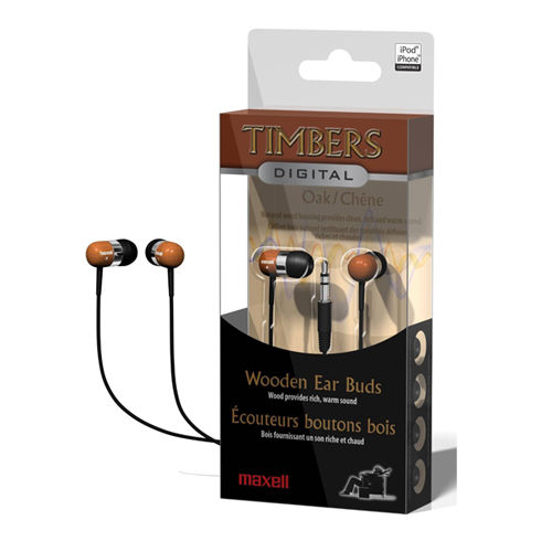 Maxell Timbers Wood Stereo Earbuds 3.5mm - Oak - Universal