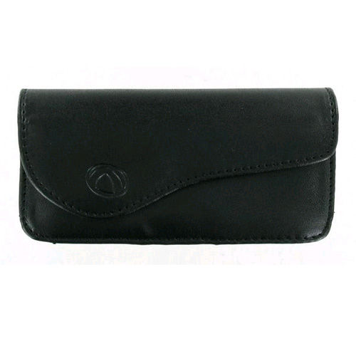 Universal Medium Horizontal Leather Pouch with Magnetic Closure - Black