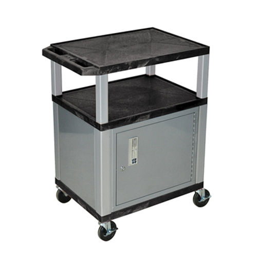 High-Life 34 inch Black Utility Storage / Multi-Purpose Cart  With Gray Tuffy Cabinet