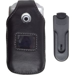 Sony Ericsson W300 Z530 Leather Case with Swivel Clip - Black