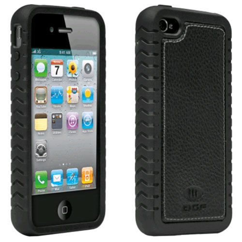 AGF Ballistic TPU Shell Case with Leather inlay for Apple iPhone 4/4S - Black