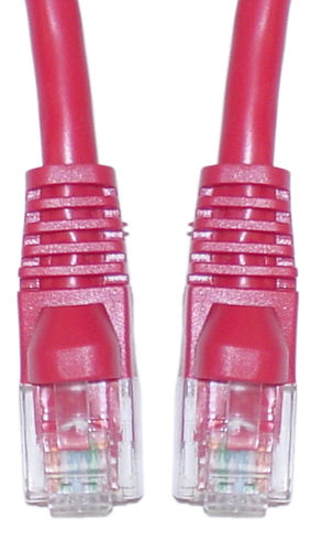 Cat 5e Red Ethernet Crossover Cable, Snagless / Molded Boot, 3 foot