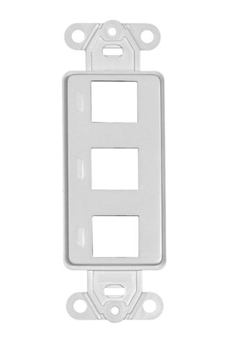 Decora Wall Plate Insert, White, 3 Hole for Keystone Jack