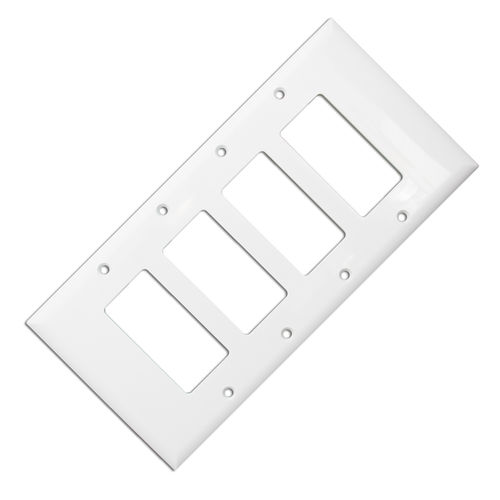 Wall Plate, White, Blank Decora, Four Gang