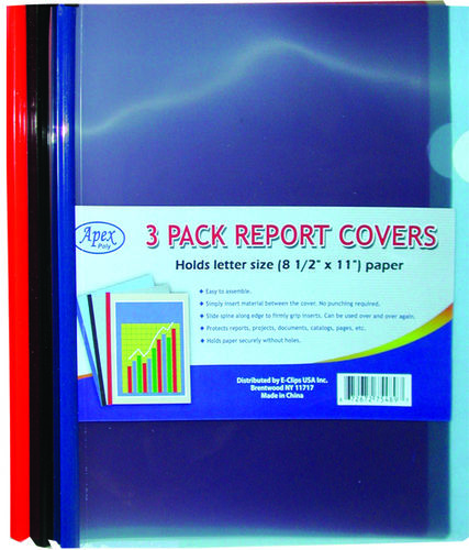 Report Folders - Plastic - 3 pk - 9"" x 11"" Case Pack 60