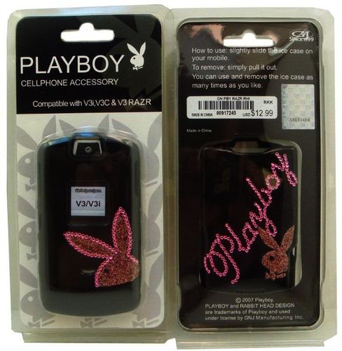 PLAYBOY Cellphone Case for V3i, V3C & V3 RAZA - Black w/ Rhino stone Case Pack 50