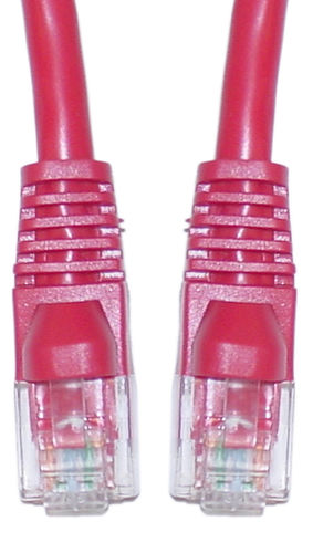 Cat 6 Red Ethernet Patch Cable, Snagless / Molded Boot, 10 foot