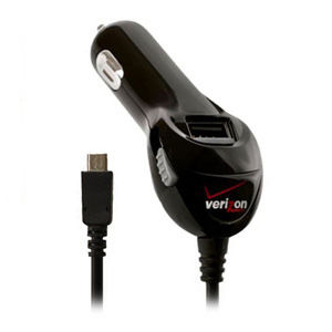 OEM Verizon Universal Mini USB Car Charger with USB Port (Black)