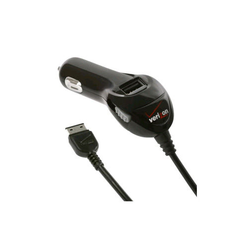 OEM Verizon 18-Pin Dual Car Charger with USB Port (Black)