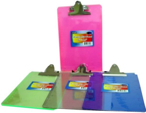 Acrylic Clip Board - 6"" x 9"" - assorted colors Case Pack 48