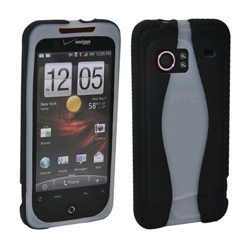 OEM HTC Droid Incredible ADR6300 Silicone Cover Case (Black & White)