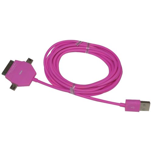 POLDERA CC9TRI-PNK Candi Cord Tri-Connector, 9ft (Pink)