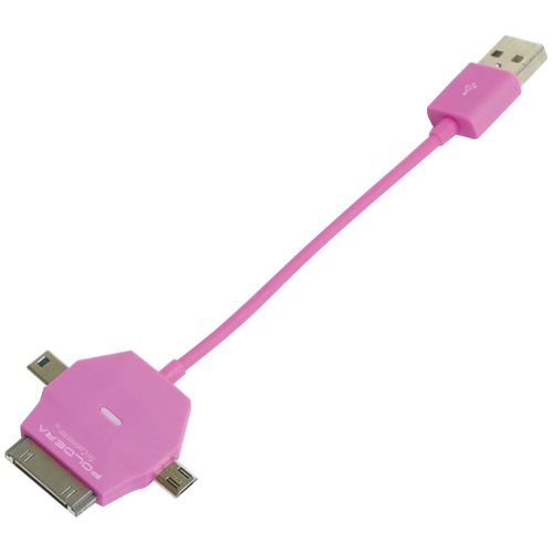 POLDERA CCM-PNK Candi Cord Mini Tri-Connector, 6"" (Pink)