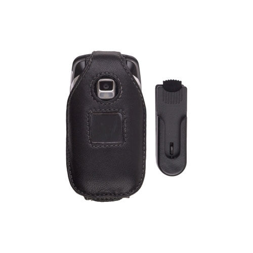 Samsung A870 Swivel Clip Leather Case - Black