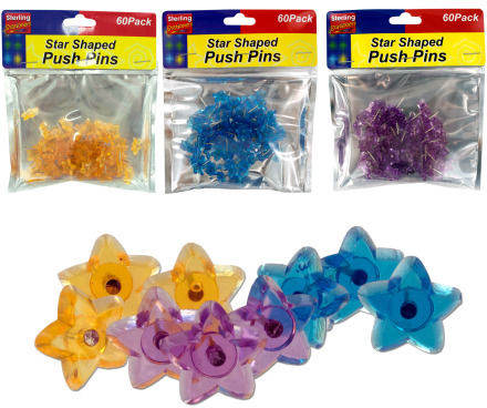 60-Pack Star-Shaped Push Pins Case Pack 24