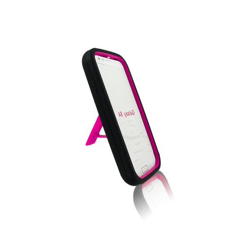For Samsung I9500 (Galaxy S4) Black + Hot Pink Robotic Case