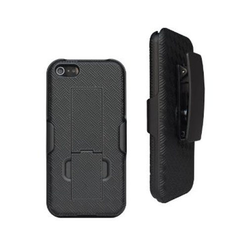 SellNet Rubberized Shell Holster Combo with Kickstand for Apple iPhone 5 (Black)