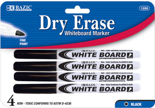 Black Fine Tip Dry-Erase Markers (4/Pack) Case Pack 144