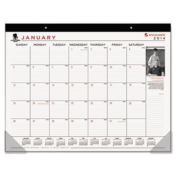 Wounded Warrior Project Monthly Desk Pad, 22 x 17, Black, 2014