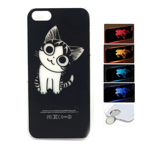 Cat Style Flasher LED Color Changed Protector Case for iPhone 5 (Flash While Calling or Called)