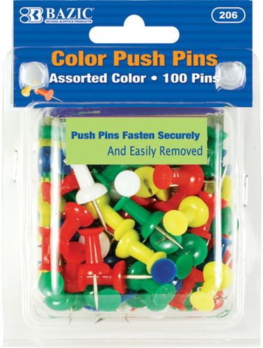 Assorted Color Pushpins (100/Pack) Case Pack 144