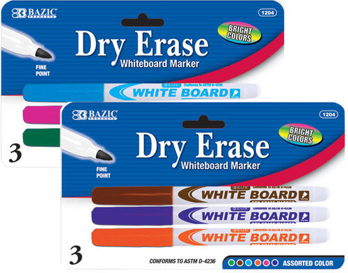 Fancy Color Fine Tip Dry-Erase Marker (3/Pack) Case Pack 24