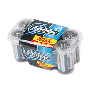 Alkaline Batteries, C, 8/Pack