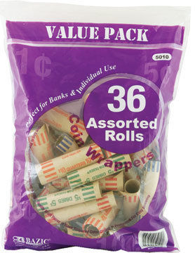 Assorted Size Coin Wrappers (36/Pack) Case Pack 50