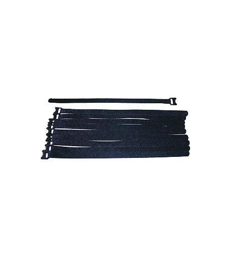 VELCRO CABLE TIE,12in,BLACK,10 PK