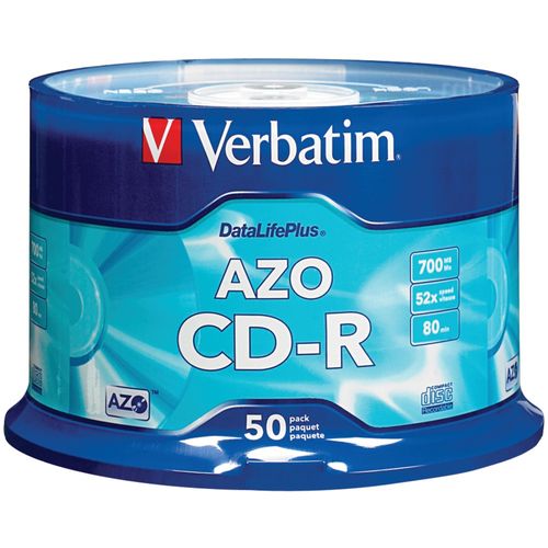 VERBATIM 94523 700MB 80MIN 52X DataLifePlus CD-Rs, Branded 50pk Spindle