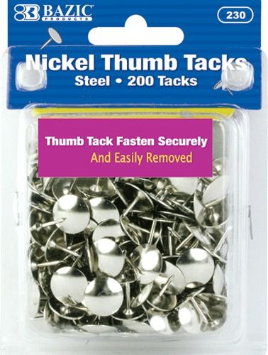 Nickel (Silver) Thumb Tack (200/Pack) Case Pack 144