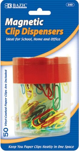 Magnetic Paper Clips Holder with 50 ct. Small Color Paper Clip Case Pack 144