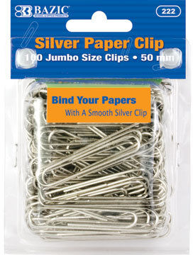 Jumbo (50 mm.) Silver Paper Clip (100/Pack) Case Pack 72