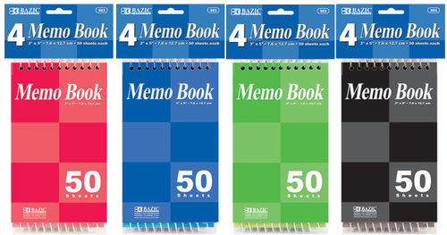 Top Bound Spiral Memo Books (4/Pack) Case Pack 72