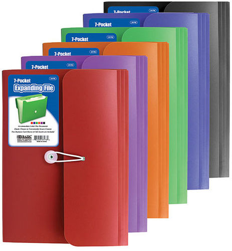 7-Pocket Letter Size Poly Expanding File Case Pack 12