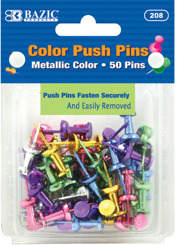 Assorted Metallic Color Push Pins (50/Pack) Case Pack 144