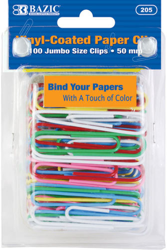 Jumbo (50 mm.) Color Paper Clips Case Pack 72