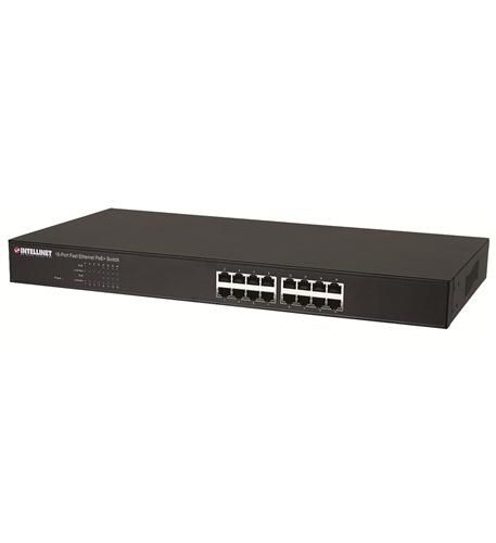 16 Port 10/100 Switch w/8 port POE+ Desk