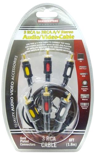 3 RCA to RCA Stereo Audio/Video Cable - Case Pack 36 Units Case Pack 36