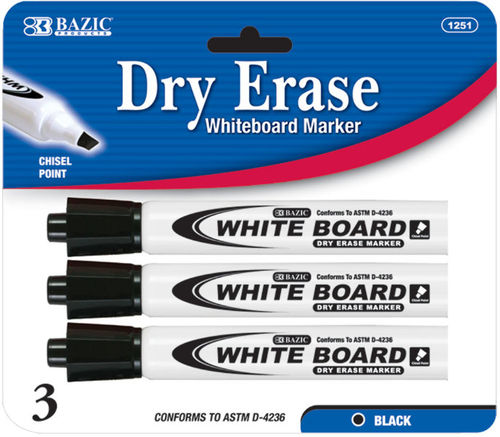 Black Chisel Tip Dry-Erase Markers Case Pack 12