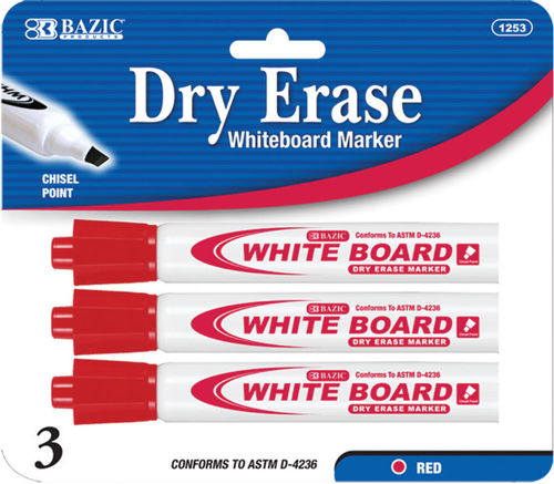 Red Chisel Tip Dry-Erase Markers Case Pack 12