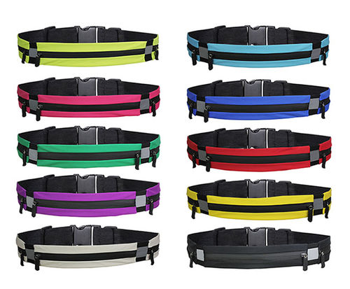 Medium Three Pouch Waterproof Polyester Running Waist Bag Fitness Jogging Sports Belt Pack