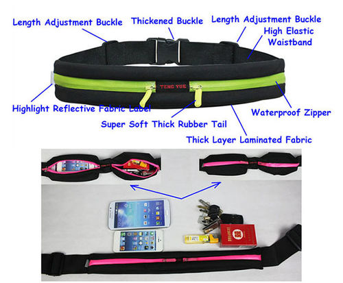 Double Pocket Waterproof Fanny Waist Bag Fitness Running Jogging Cycling Pouch Belt Purse in Light Green