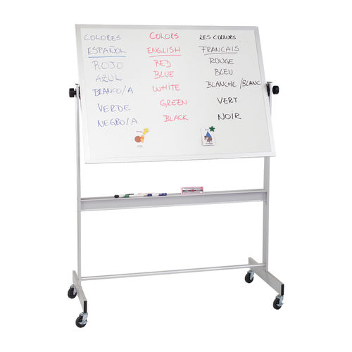 Balt Porcelain Steel Cork Deluxe Mobile Reversible Dry Erase Magnetic Marker Board 4' H x 6' W