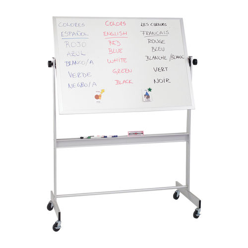 Balt Porcelain Steel Cork Deluxe Mobile Reversible Dry Erase Magnetic Marker Board 4' H x 8' W