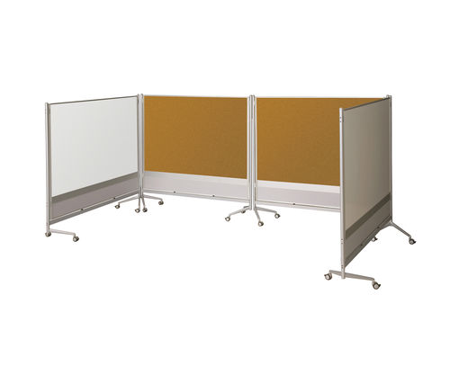 Balt Mobile Double Sided Porcelain Steel Markerboard Natural Cork DOC Room Divider Partition 6'H x 4'W