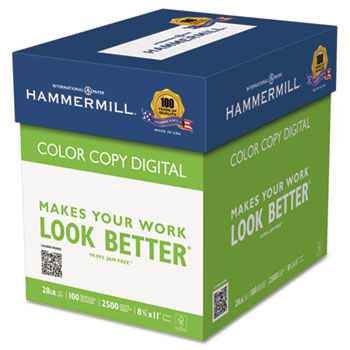 Color Copy Paper, 100 Brightness, 28lb, 8-1/2 x 11, Photo White, 2500/Carton